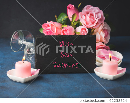 Happy valentines day in italian card with candles 62238824