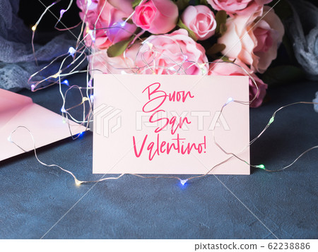 Valentines day greeting card in italian with light 62238886