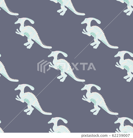 Turquoise with pink dinosaur seamless pattern. 62239007