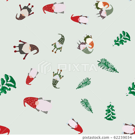 Seamless pattern with pine trees and Christmas - Stock Illustration ...