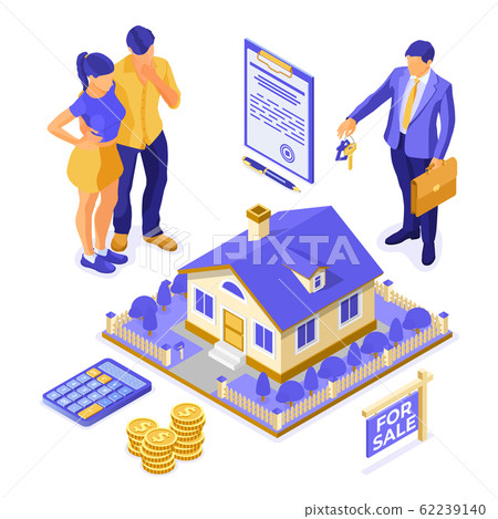 Sale Purchase Rent Mortgage House Isometric 62239140