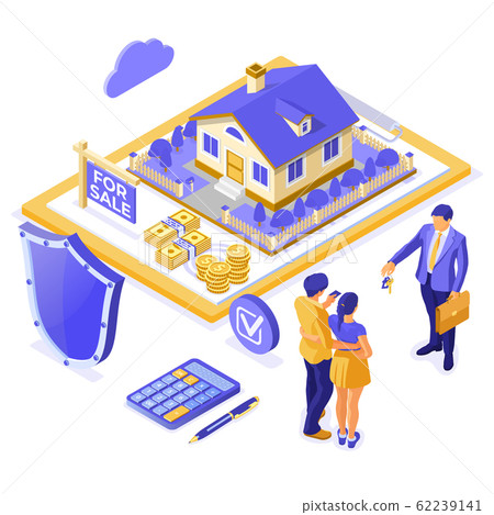 Sale Purchase Rent Mortgage House Isometric 62239141