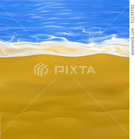 Isolated little part of sea and sand beach with a lot of small multicolored stones. Vector realistic 62239782