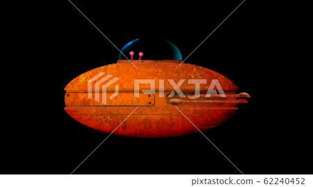 Cartoon 3d old ufo. Rusty spaceship isolated Cartoon 3d old ufo. Rusty spaceship isolated 62240452