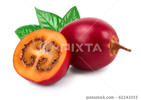 Fresh tamarillo fruit with leaf isolated on white background Fresh tamarillo fruit with leaf isolated on white background 62241033