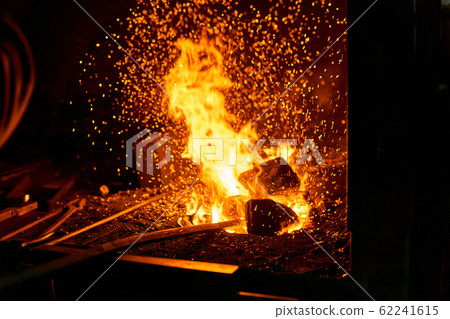 blacksmith furnace with burning fire and forging blacksmith furnace with burning fire and forging 62241615