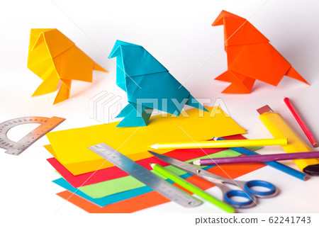origami bird made of colored paper origami bird made of colored paper 62241743