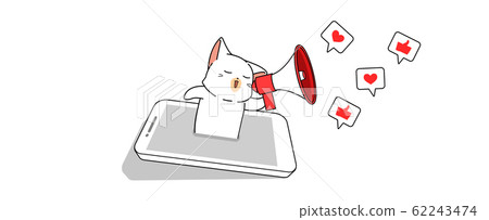Cute cat makes marketing with social media 62243474