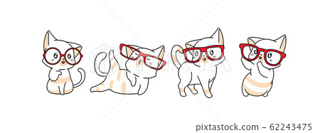 Cute Cat Cartoon Characters Illustration Stock Illustration 62243475 Pixta