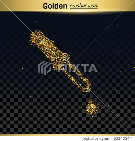 Gold glitter vector icon of Dropper isolated on background. Art creative concept illustration for 62243544