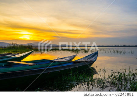 small fishing boat inside the Bang Phra Reservoir 62245991