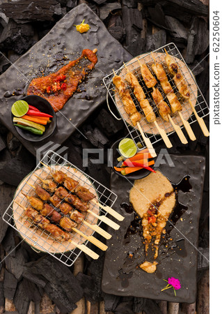Marinated With BBQ Sauce Pork Spare Rib On The Hot Marinated With BBQ Sauce Pork Spare Rib On The Hot 62250604
