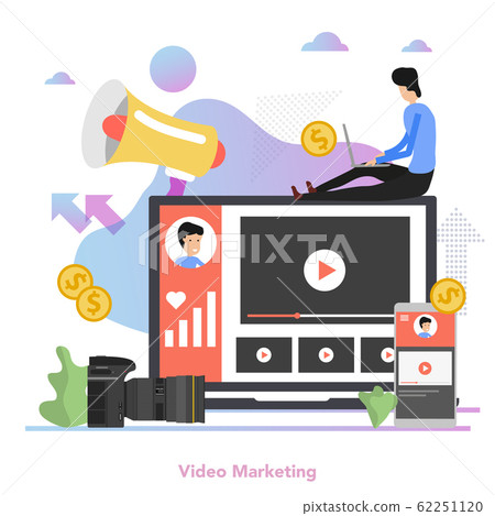 Square concept of Video Marketing in flat 62251120