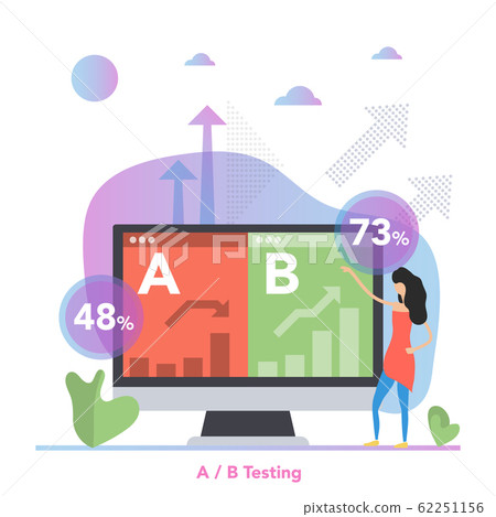Vector concept A B Split Testing with woman - Stock Illustration ...
