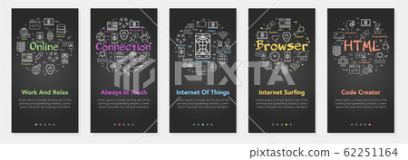 Vector five vertical mobile banners - internet technologies 62251164