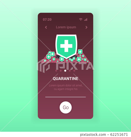 epidemic MERS-CoV medical cross shield indicated points disease spread coronavirus infection wuhan 2019-nCoV pandemic health risk city map smartphone screen mobile app copy space 62251671