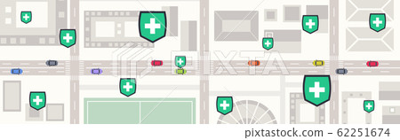 epidemic MERS-CoV medical cross shield indicated points disease spread coronavirus infection wuhan 2019-nCoV pandemic health risk city map horizontal top angle view epidemic MERS-CoV medical cross shield indicated points disease spread coronavirus infection wuhan 2019-nCoV pandemic health risk city map horizontal top angle view 62251674