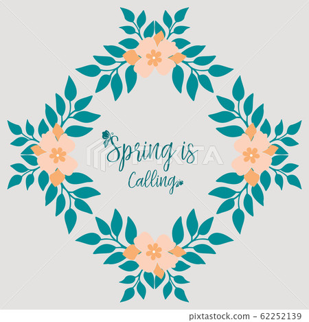 Beautiful of leaf and wreath frame, for spring calling greeting card wallpaper design. Vector Beautiful of leaf and wreath frame, for spring calling greeting card wallpaper design. Vector 62252139