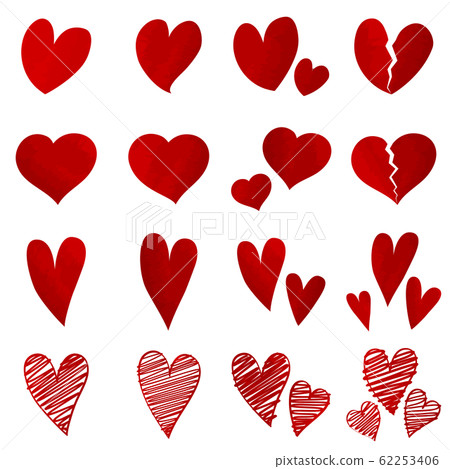 Set of watercolor style hearts vector red - Stock Illustration ...