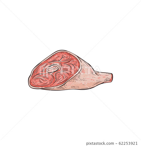 Hand drawn pork ham, beef or lamb meat. 62253921