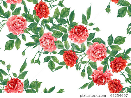 Seamless pattern with red roses flowers Seamless pattern with red roses flowers 62254697