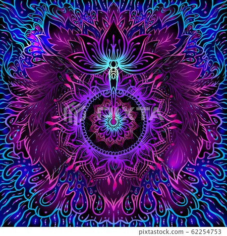 Seamless pattern with ornate Lotus flower. 62254753