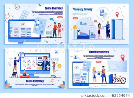 Online Drugstore Flat Vector Landing Pages Set 62254974