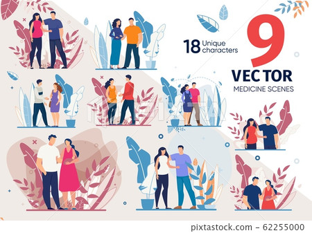 Couple Waiting Childbirth Vector Characters Set Couple Waiting Childbirth Vector Characters Set 62255000