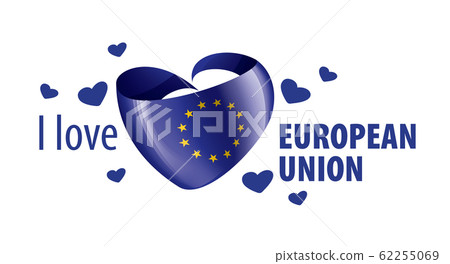 Flag of the European union in the shape of a heart and the inscription I love European union. Vector illustration Flag of the European union in the shape of a heart and the inscription I love European union. Vector illustration 62255069