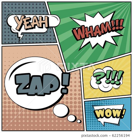 Abstract creative concept vector comic pop art style blank, layout template with clouds beams and Abstract creative concept vector comic pop art style blank, layout template with clouds beams and 62256194