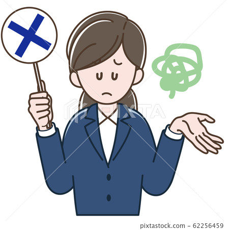 Woman in suit with x plate Woman in suit with x plate 62256459