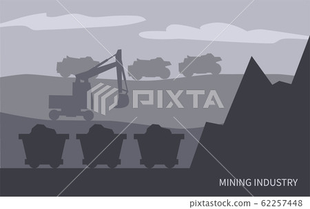 Mining Industry Machinery and Work Process Vector 62257448