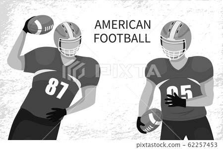 American Football Players with Rugby Ball Vector 62257453