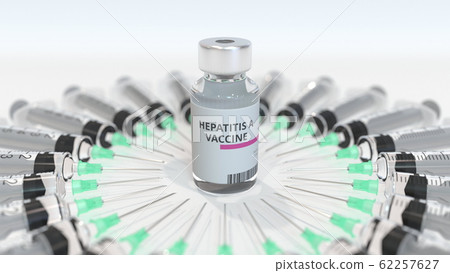 Vial With Hepatitis A Vaccine And Syringes Stock Illustration