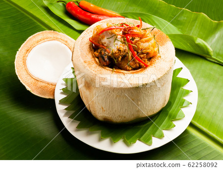 chilly spicy thai food in coconut,  Hor Mok 62258092