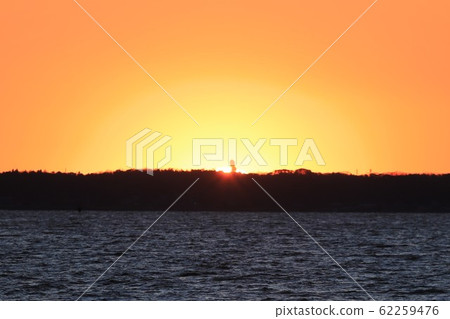 Ushiku Daibutsu burning in the setting sun 62259476