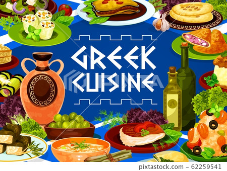 Greek olive salad, meat, seafood risotto dishes 62259541