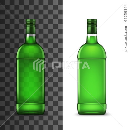 Green glass bottles of alcohol drink 62259544