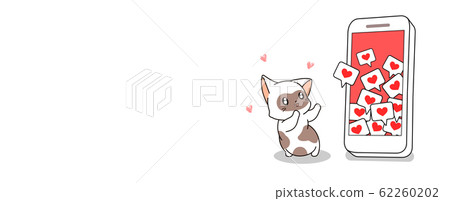 Cute cat wants heart from online social 62260202