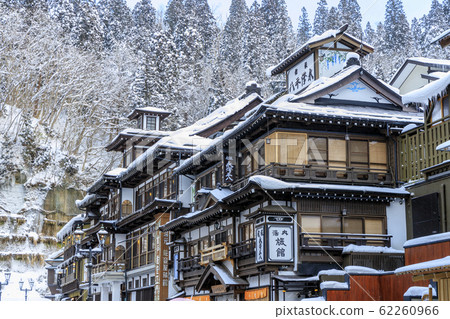 The snowing Ginzan hot spring The snowing Ginzan hot spring 62260966