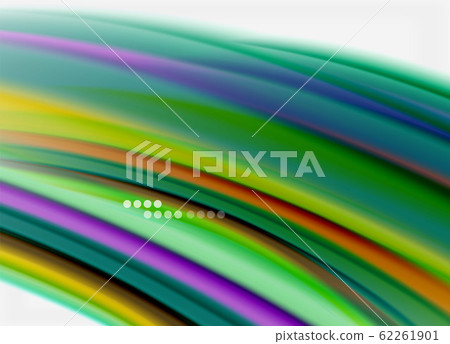 Wave lines abstract background, smooth silk design with rainbow style colors. Liquid fluid color waves. Vector Illustration 62261901