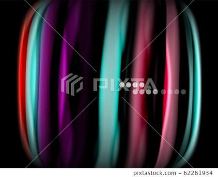 Silk smooth lines on black, liquid fluid color waves. Vector Illustration Silk smooth lines on black, liquid fluid color waves. Vector Illustration 62261934