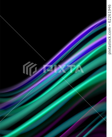 Silk smooth lines on black, liquid fluid color waves. Vector Illustration 62261946