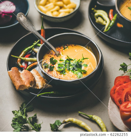Turkish lentil soup Mercimek with flatbread in Turkish lentil soup Mercimek with flatbread in 62262255