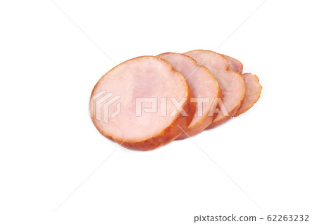 Slices of tasty chicken meat , isolated on white background Slices of tasty chicken meat , isolated on white background 62263232