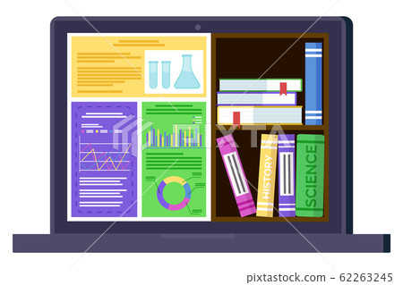 Computer with Science Report and Ebook Vector - Stock Illustration ...