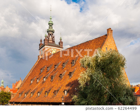 Brick building of Little Mill in Old Town of Gdansk, Poland 62264499