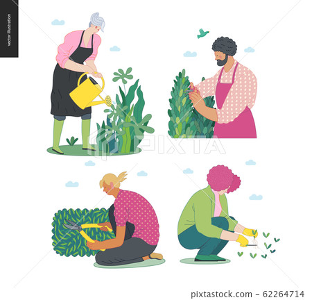 Gardening people set, spring 62264714