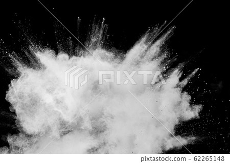 Abstract white powder explosion.White dust debris on black background. Abstract white powder explosion.White dust debris on black background. 62265148