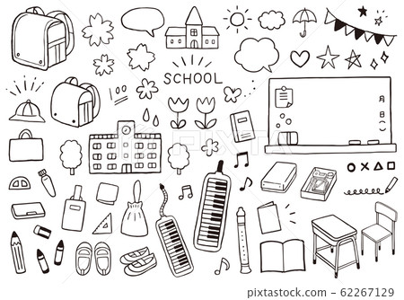 Cute line drawing illustration set related to elementary school 62267129